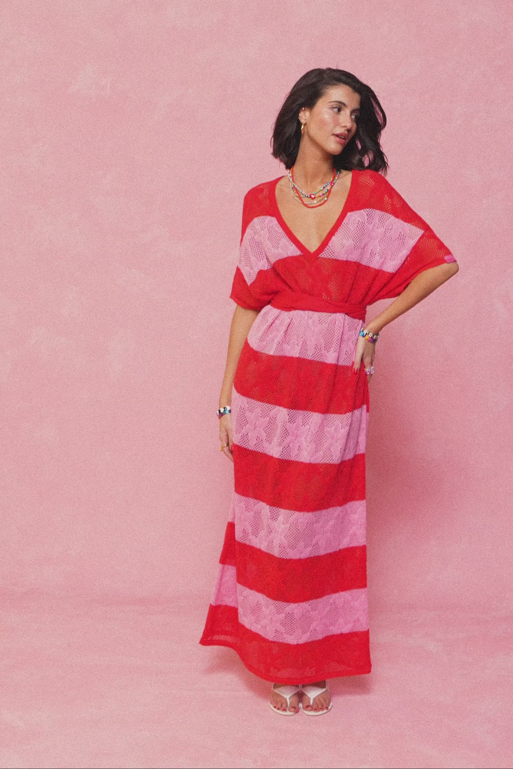 karavan clothing fashion spring summer 26 nai collection celia knitted dress pink red