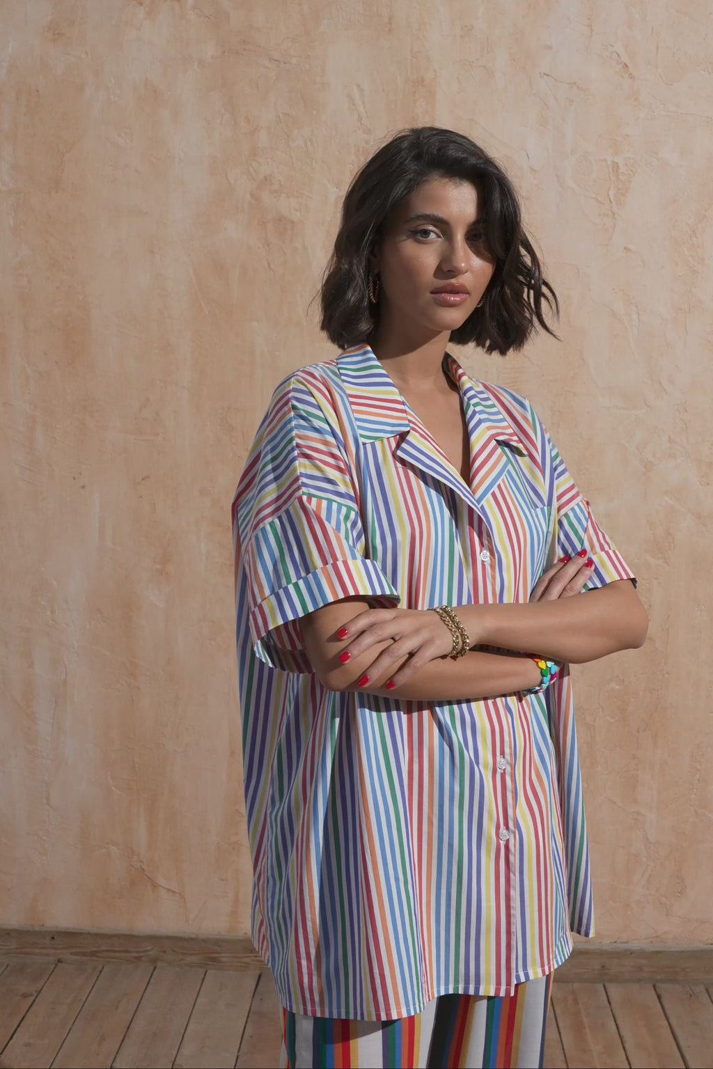 karavan clothing fashion spring summer 25 weekendwear zinnia shirt multicolor stripes