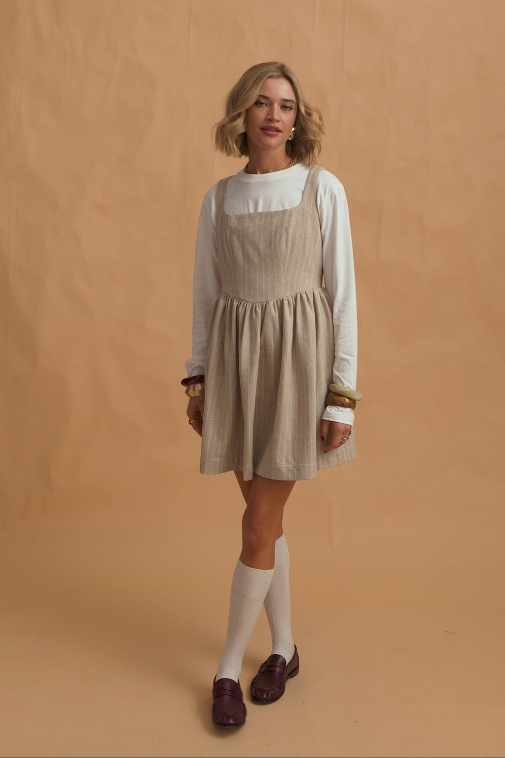 karavan clothing fashion fall winter 25 homecoming krvn collection mina mini dress beige