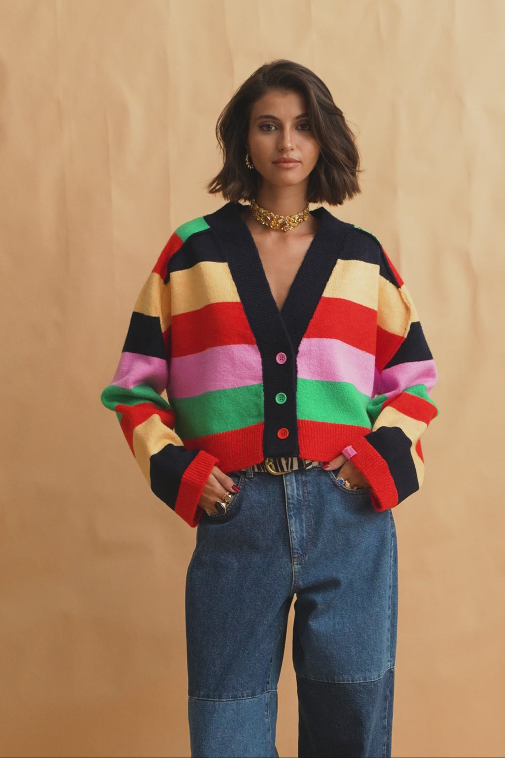 karavan clothing fashion fall winter 25 homecoming collection lucy knitted top multicolor stripes
