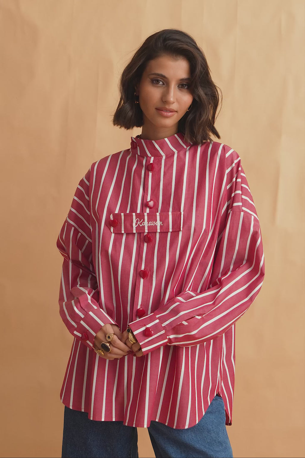 karavan clothing fashion fall winter 25 homecoming collection tessa shirt red white stripes