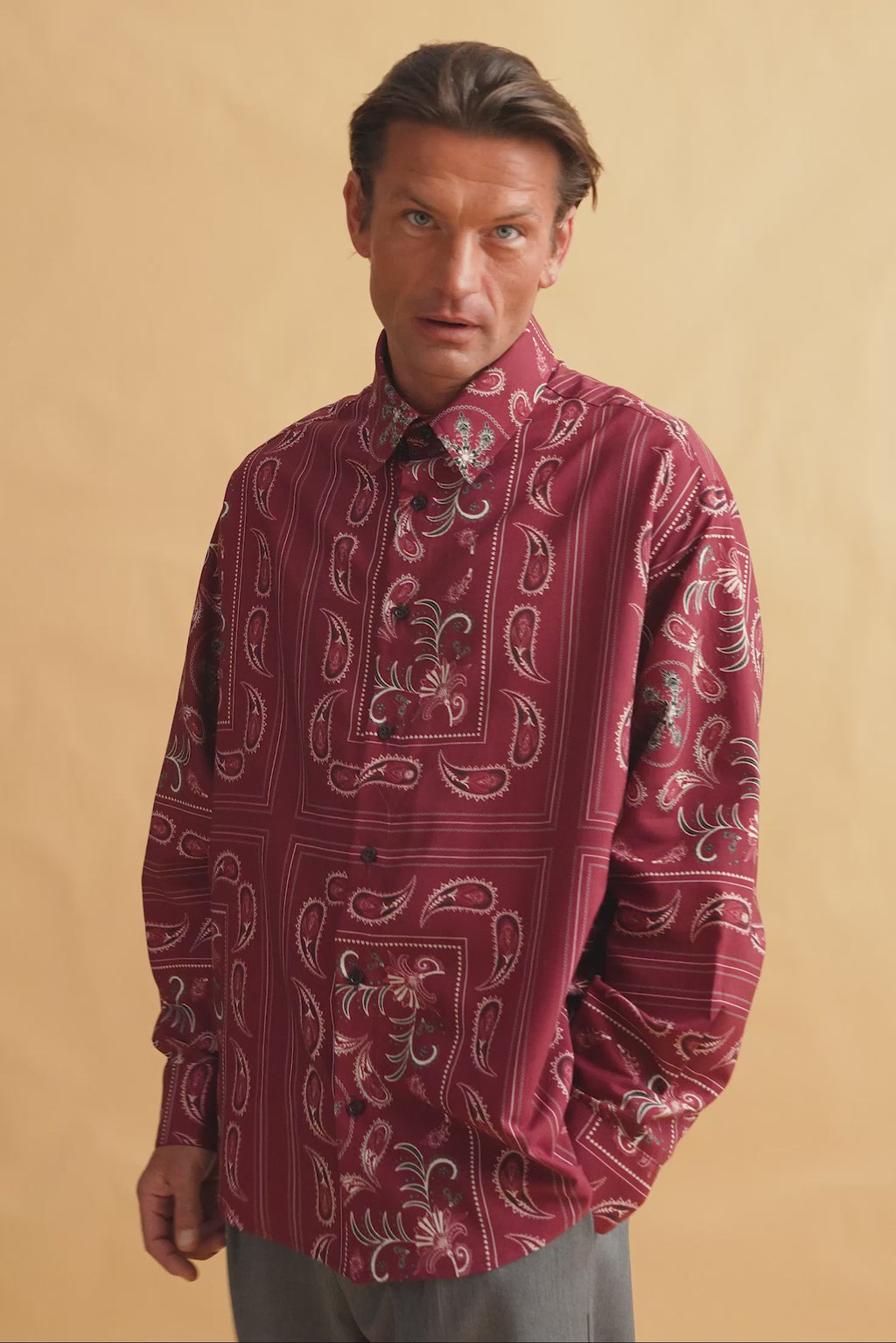 karavan clothing fashion fall winter 25 homecoming men collection harold shirt bandana bordeaux