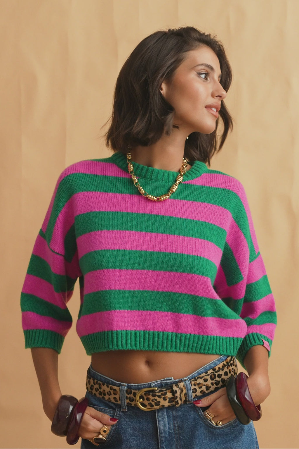 karavan clothing fashion fall winter 25 homecoming collection sienna knitted crop top green pink