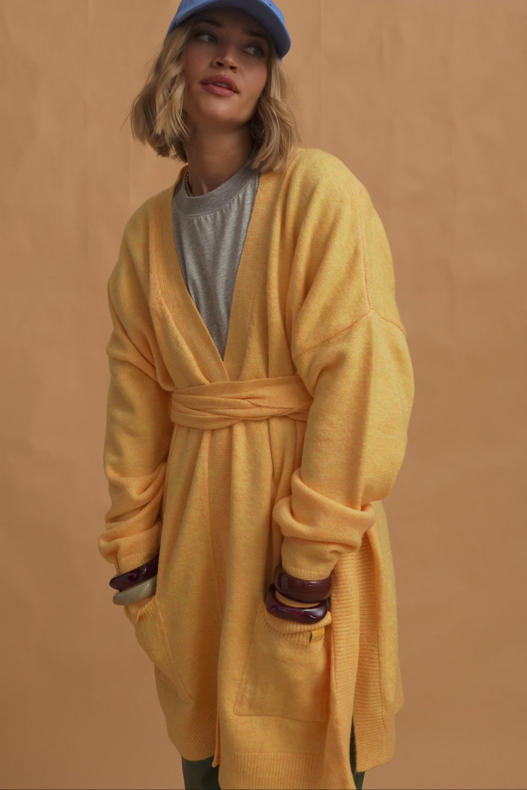 karavan clothing fashion fall winter 25 homecoming krvn collection darcy knitted cardigan yellow