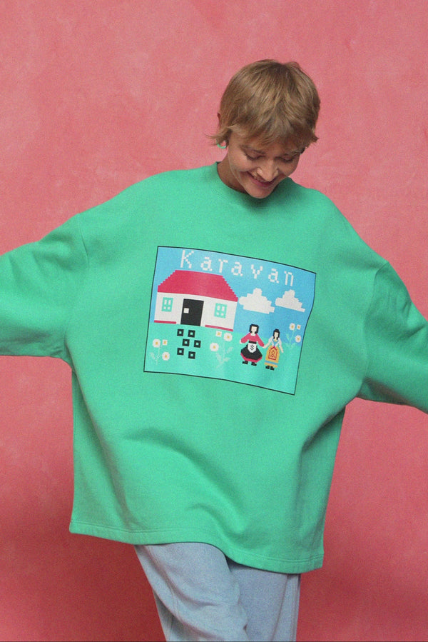 karavan fall winter 26' collection fabia sweater mint green
