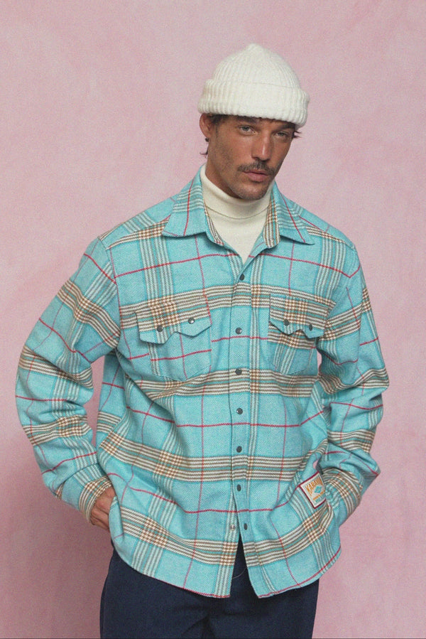 karavan men fall winter 26' collection robson shirt checked ciel