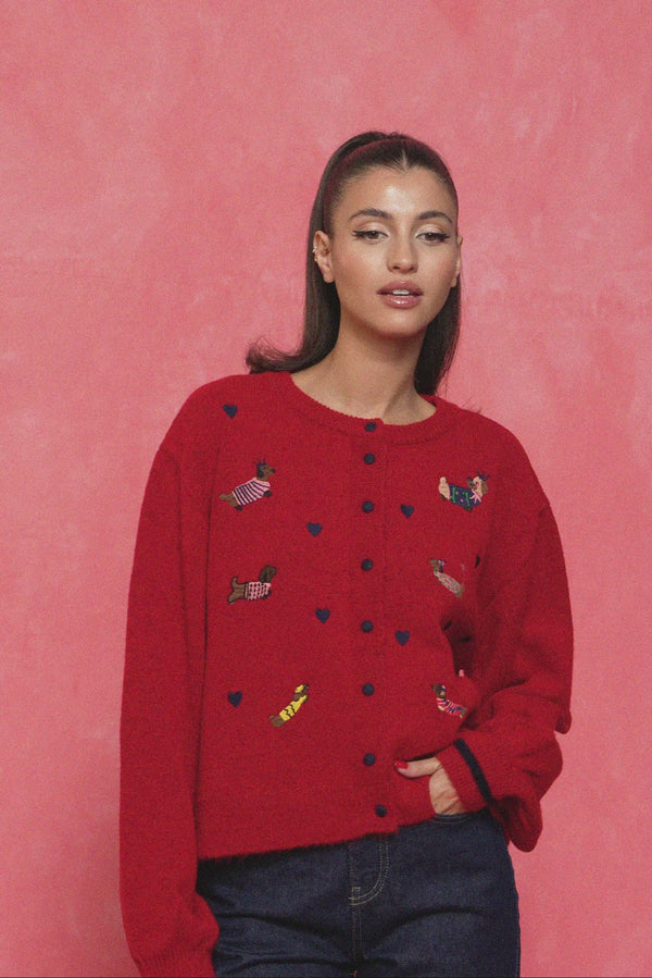 karavan fall winter 26' collection zazil knitted cardigan red