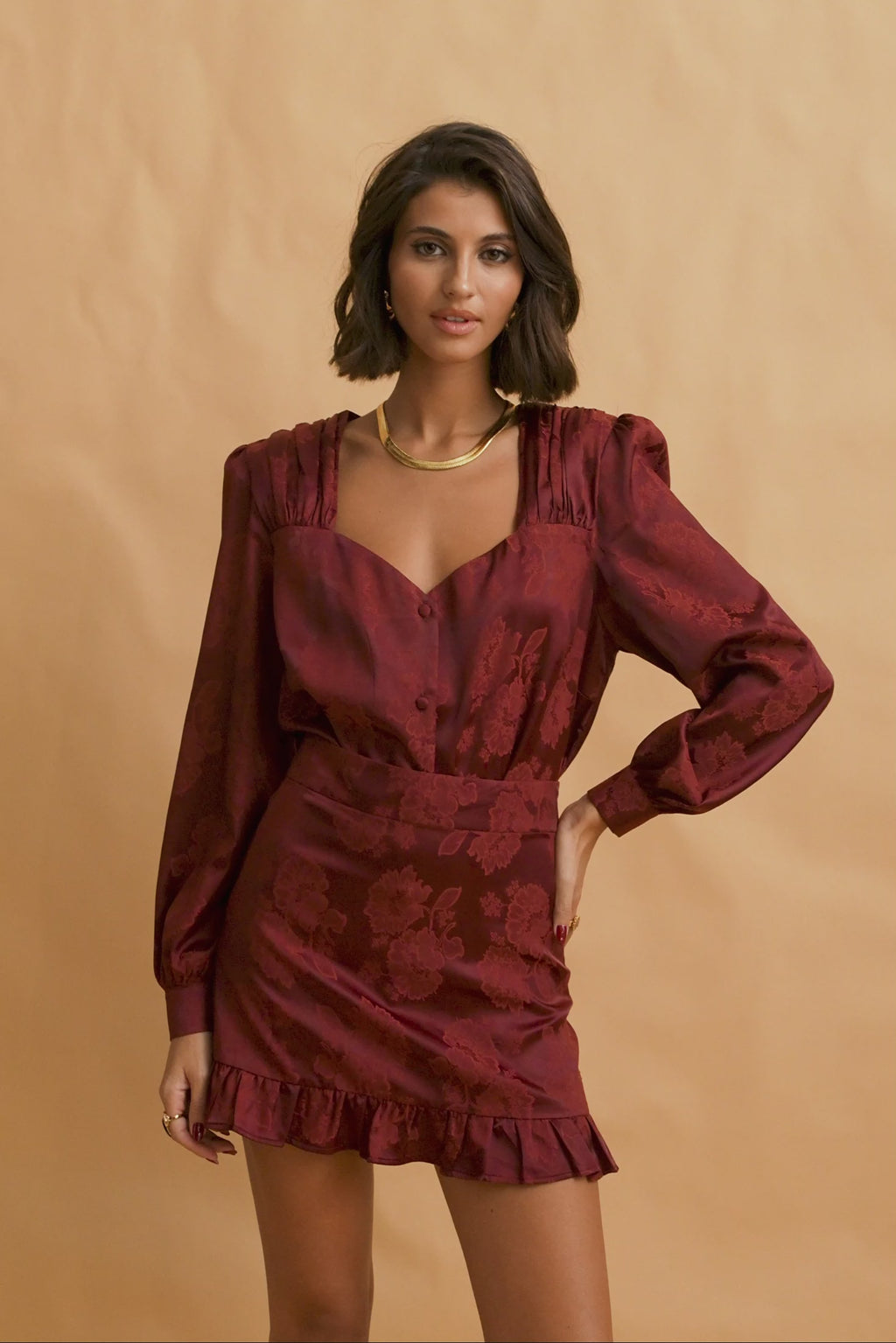 karavan clothing fashion fall winter 25 homecoming krvn collection renata mini skirt bordeaux