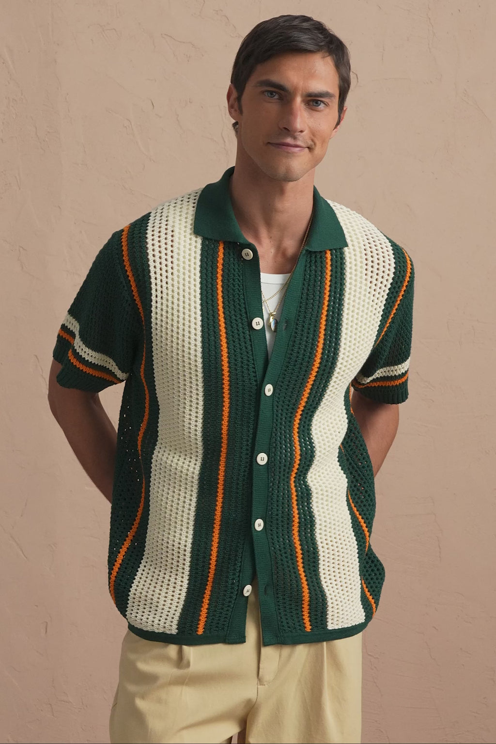 karavan clothing tosa kalokairia spring summer 25 men collection tommy knitted shirt green
