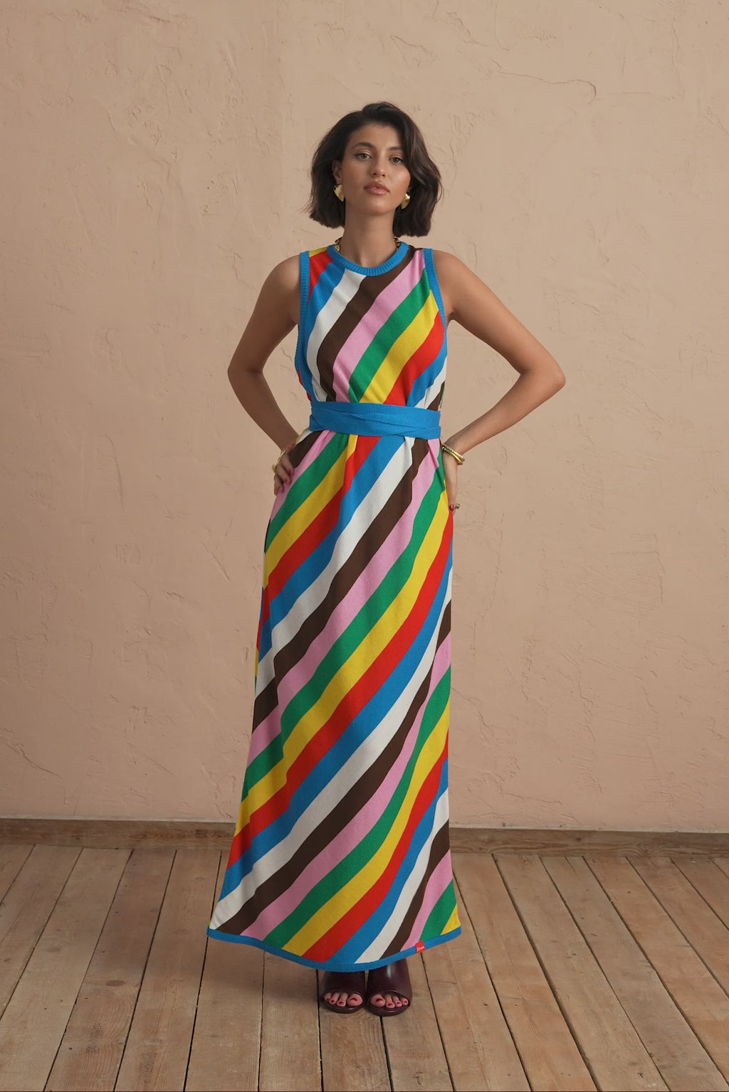 karavan clothing fashion spring summer 25 lizzie knitted dress multicolor stripes