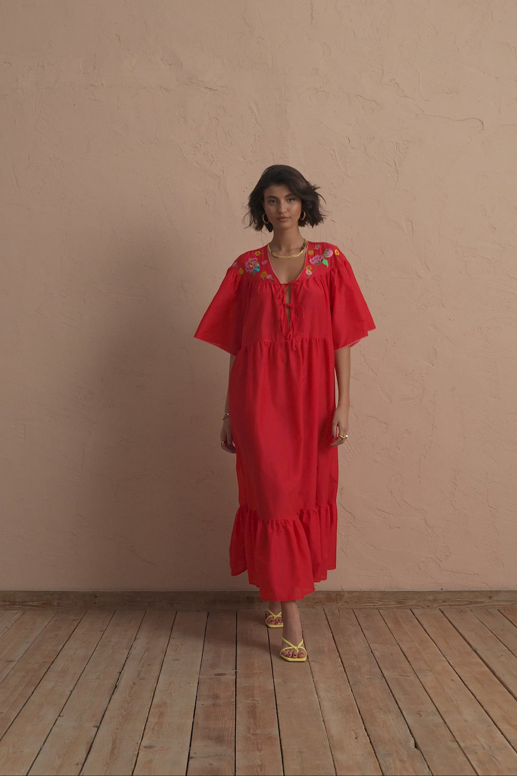 karavan clothing fashion spring summer 25 lilly dress red floral embroidery