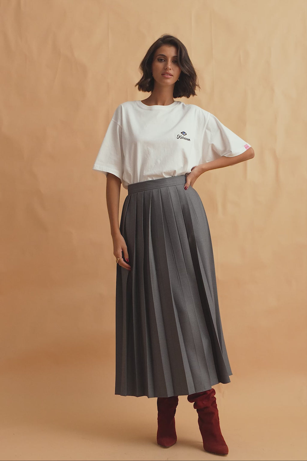 karavan clothing fashion fall winter 25 homecoming collection helena skirt grey