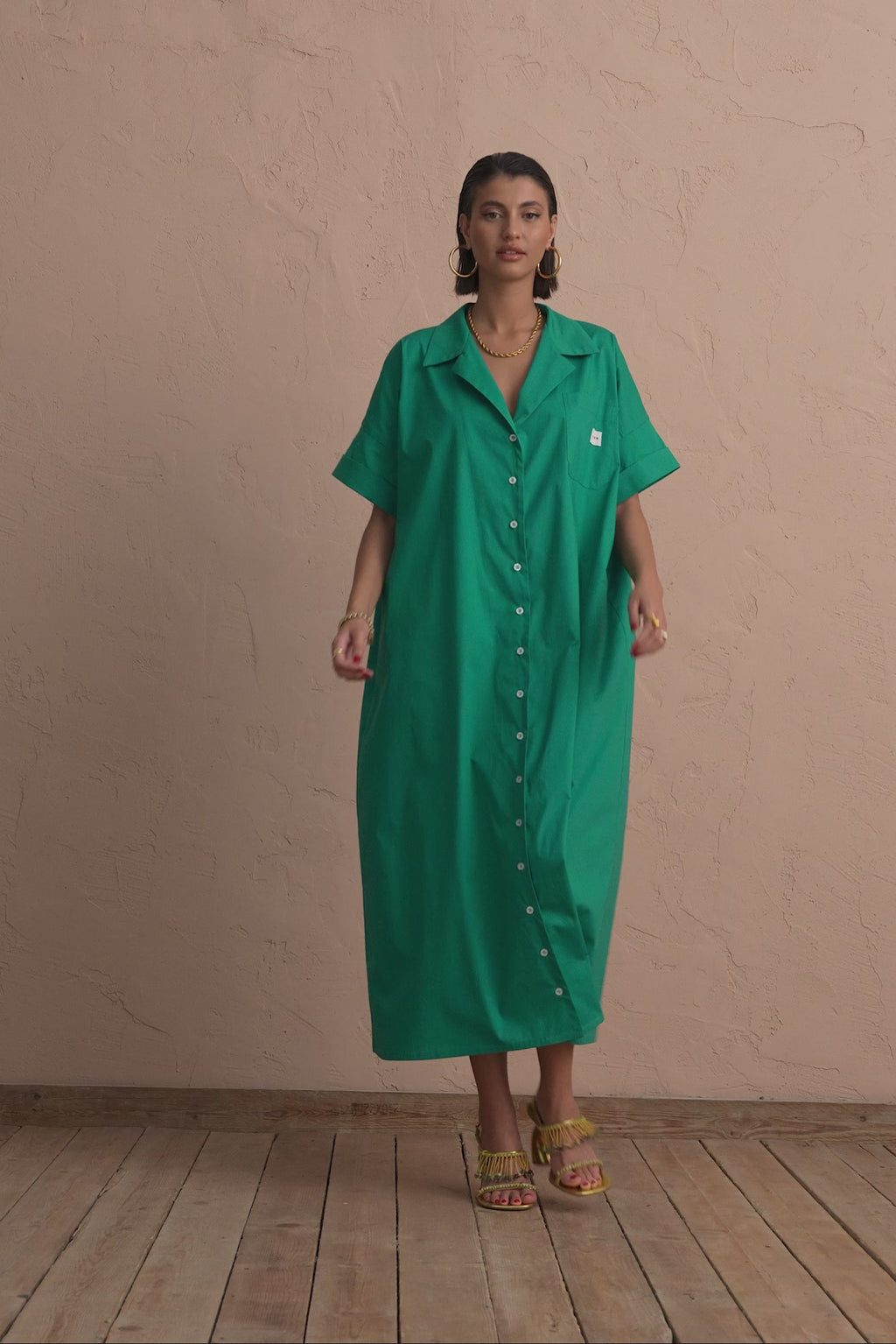 karavan clothing fashion spring summer 25 krvn ninetta shirtdress emerald green