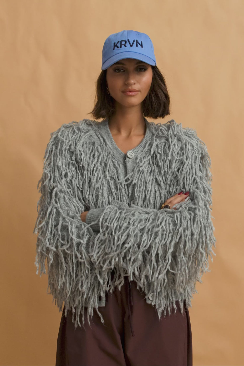 karavan clothing fashion fall winter 25 homecoming krvn collection kristin knitted cardigan grey