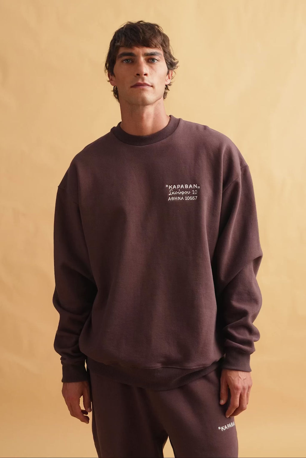karavan clothing fashion fall winter 25 homecoming men collection carles sweater crewneck brown