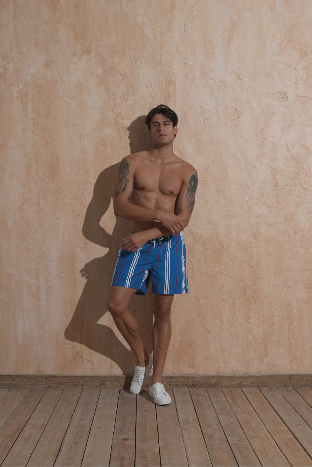 karavan clothing fashion spring summer 25 weekendwear marin men swimwear shorts blue stripes red