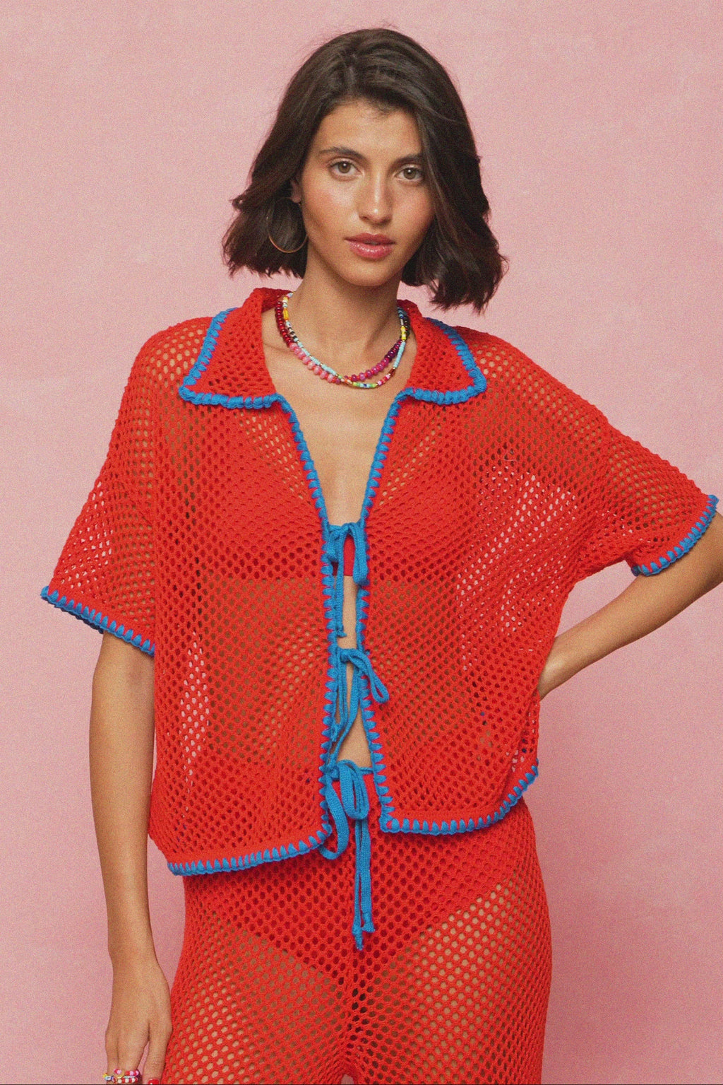 karavan clothing fashion spring summer 26 nai weekendwear collection smaragda knitted top blue red