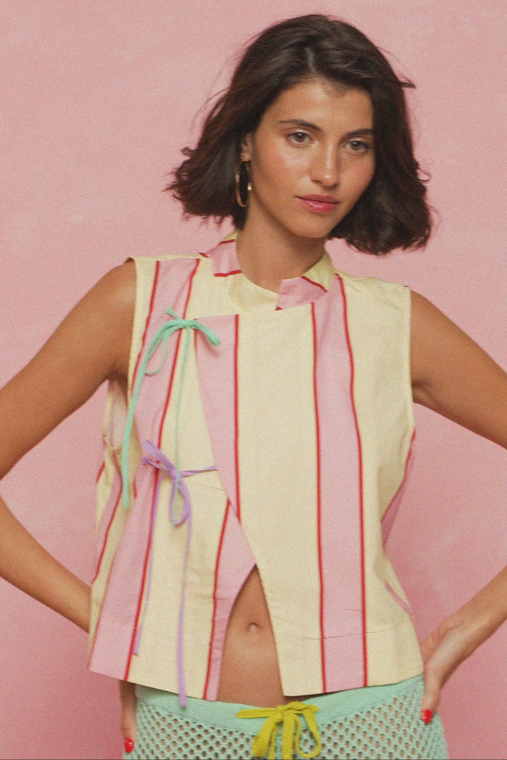 karavan clothing fashion spring summer 26 nai weekendwear collection raquel top pink yellow stripes