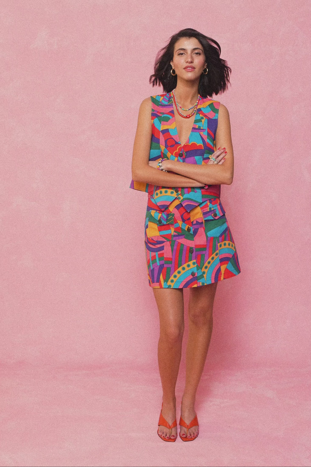 karavan clothing fashion spring summer 26 nai collection camille mini skirt boat abstract multicolor