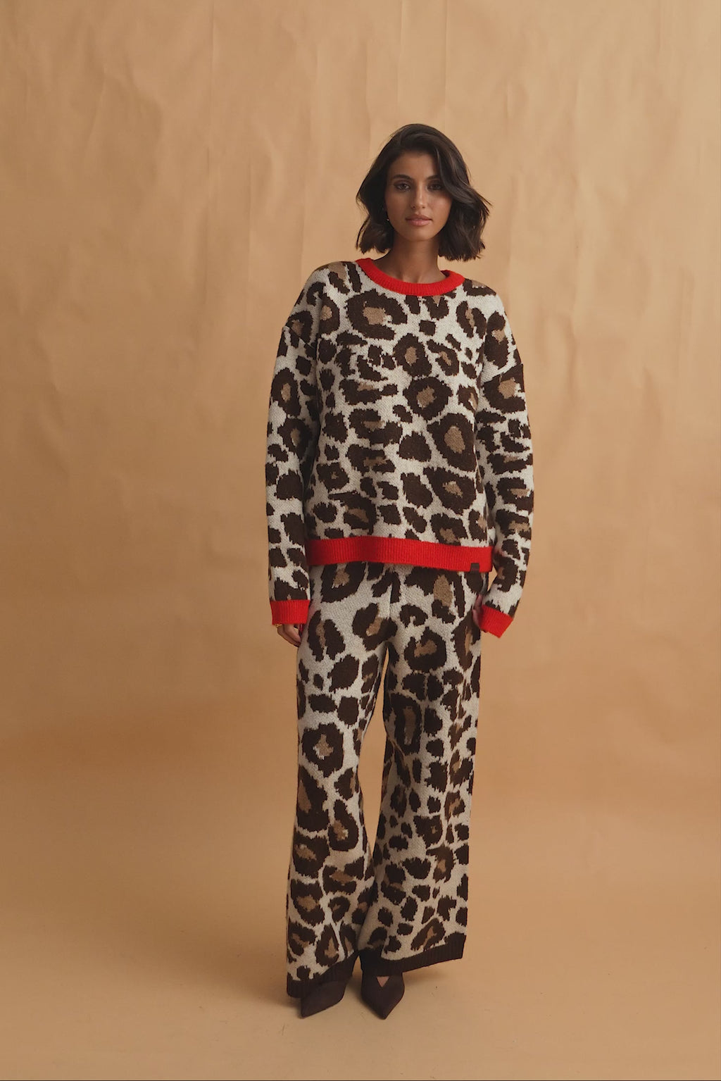 karavan clothing fashion fall winter 25 homecoming collection juno knitted trousers leopard