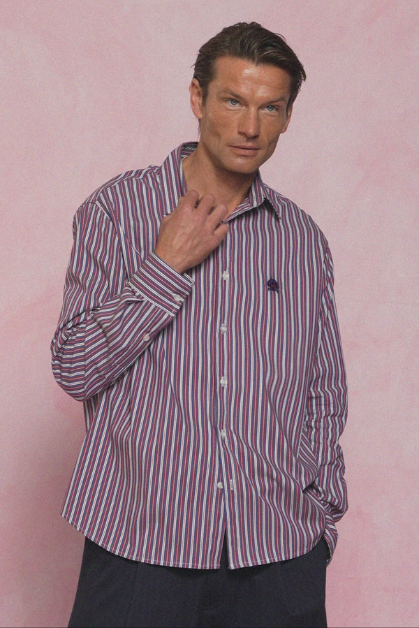 karavan men fall winter 26' collection bobby shirt bordeaux blue