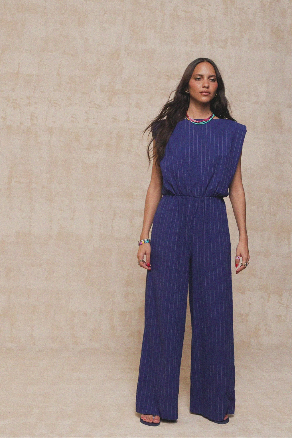 karavan clothing fashion krvn spring summer 26 nai collection aphrodite jumpsuit blue stripes