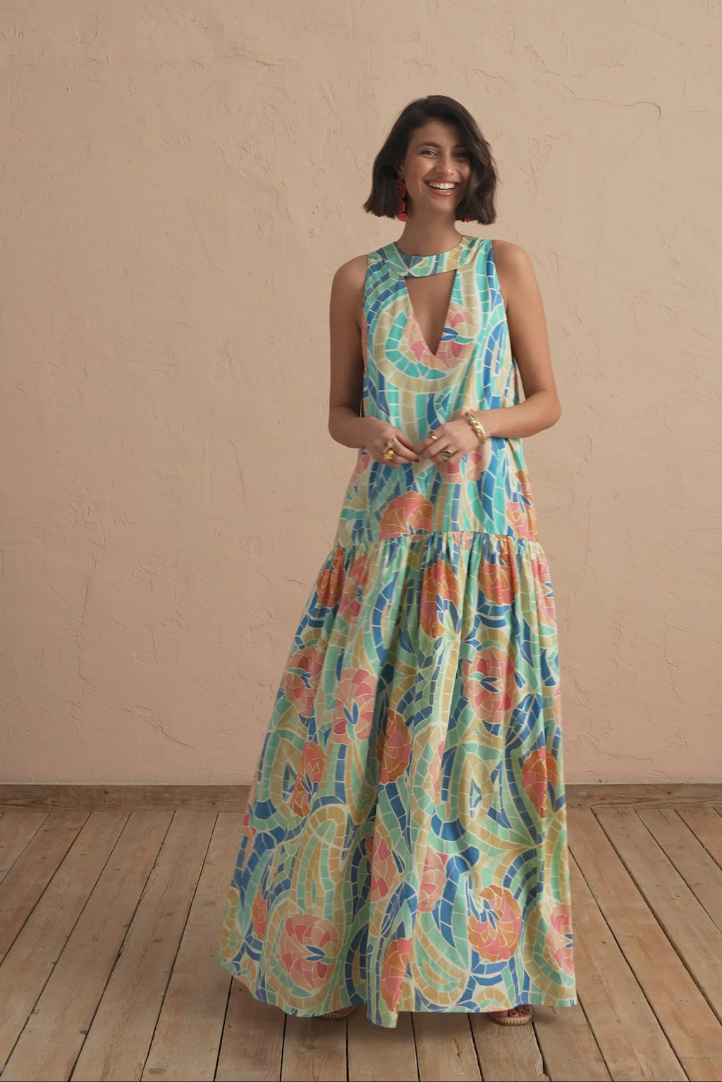 karavan clothing fashion spring summer 25 stacey dress stained glass floral