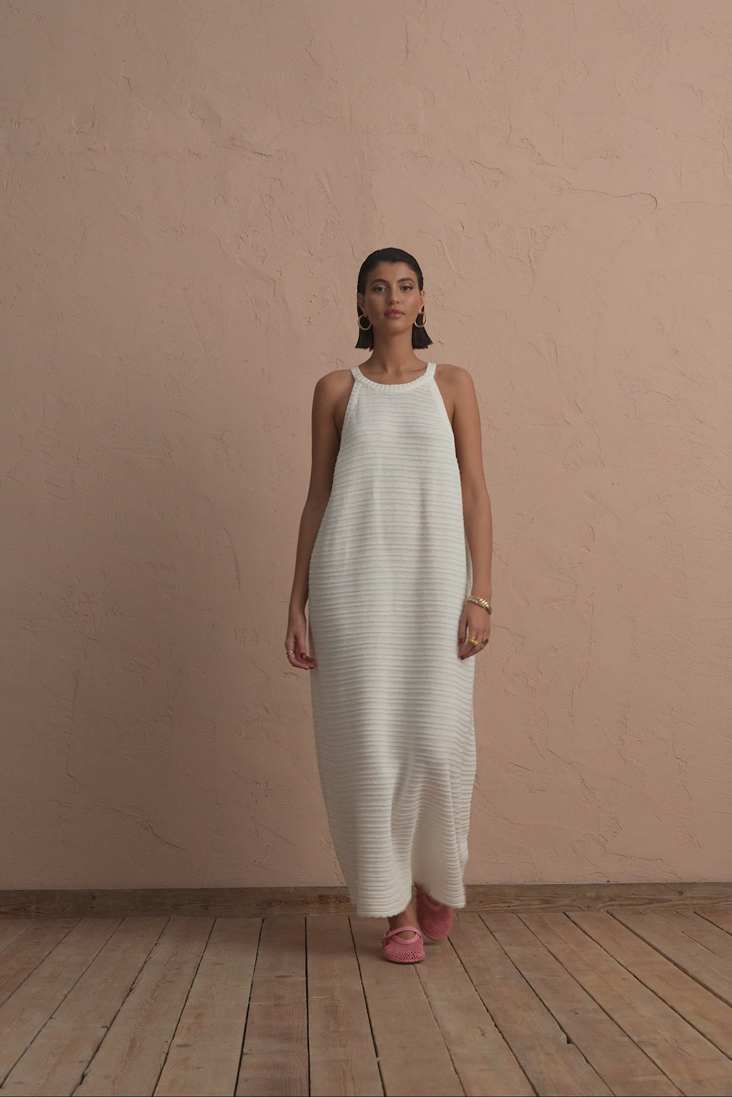 karavan clothing fashion spring summer 25 krvn flora knitted dress white