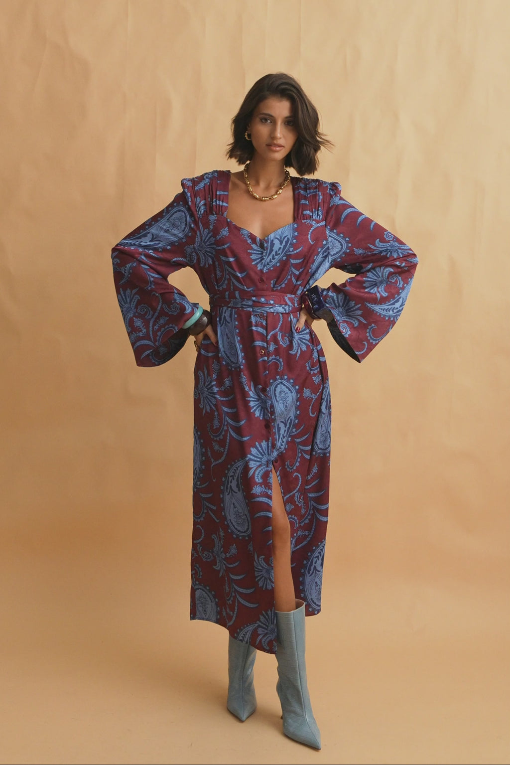 karavan clothing fashion fall winter 25 homecoming collection carter dress paisley brown turquoise