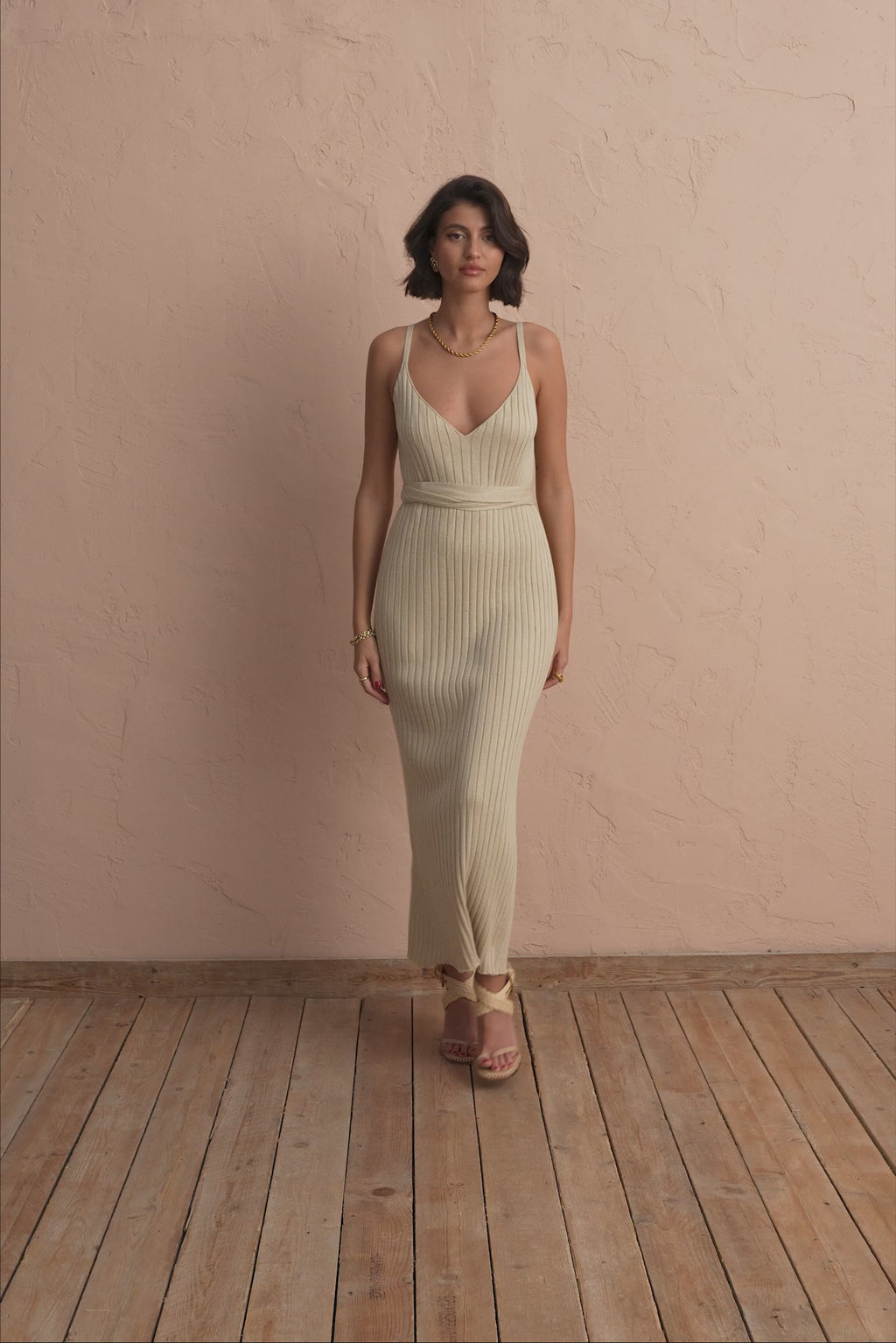karavan clothing fashion spring summer 25 krvn marisol knitted dress beige