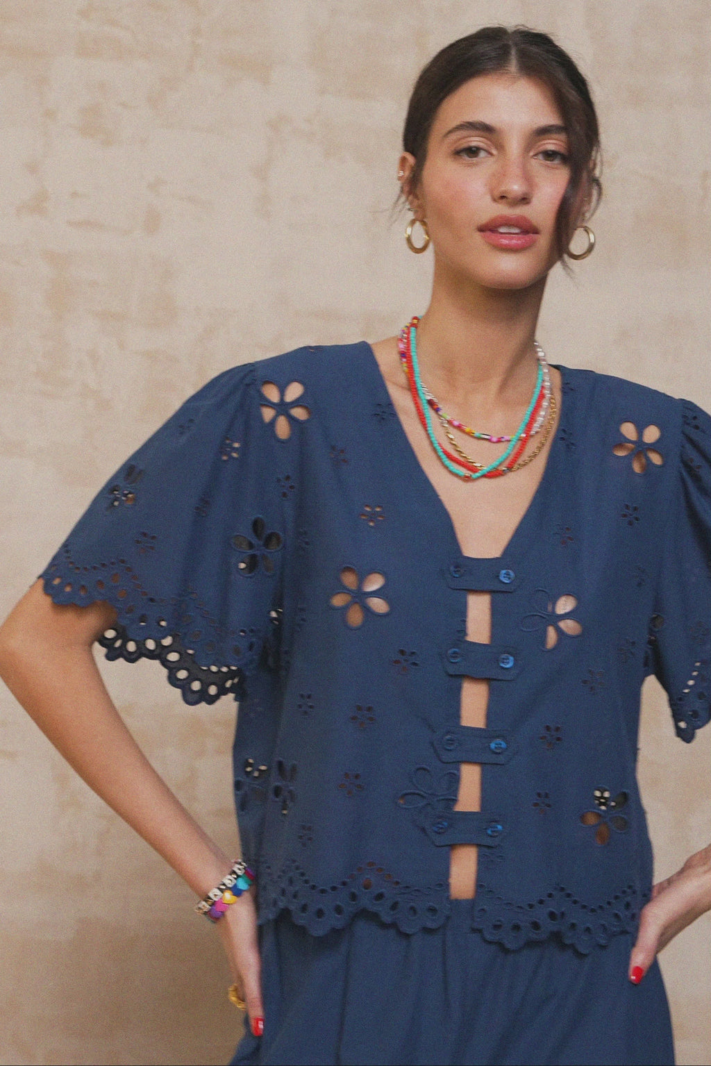 karavan clothing fashion spring summer 26 nai collection merve top navy blue