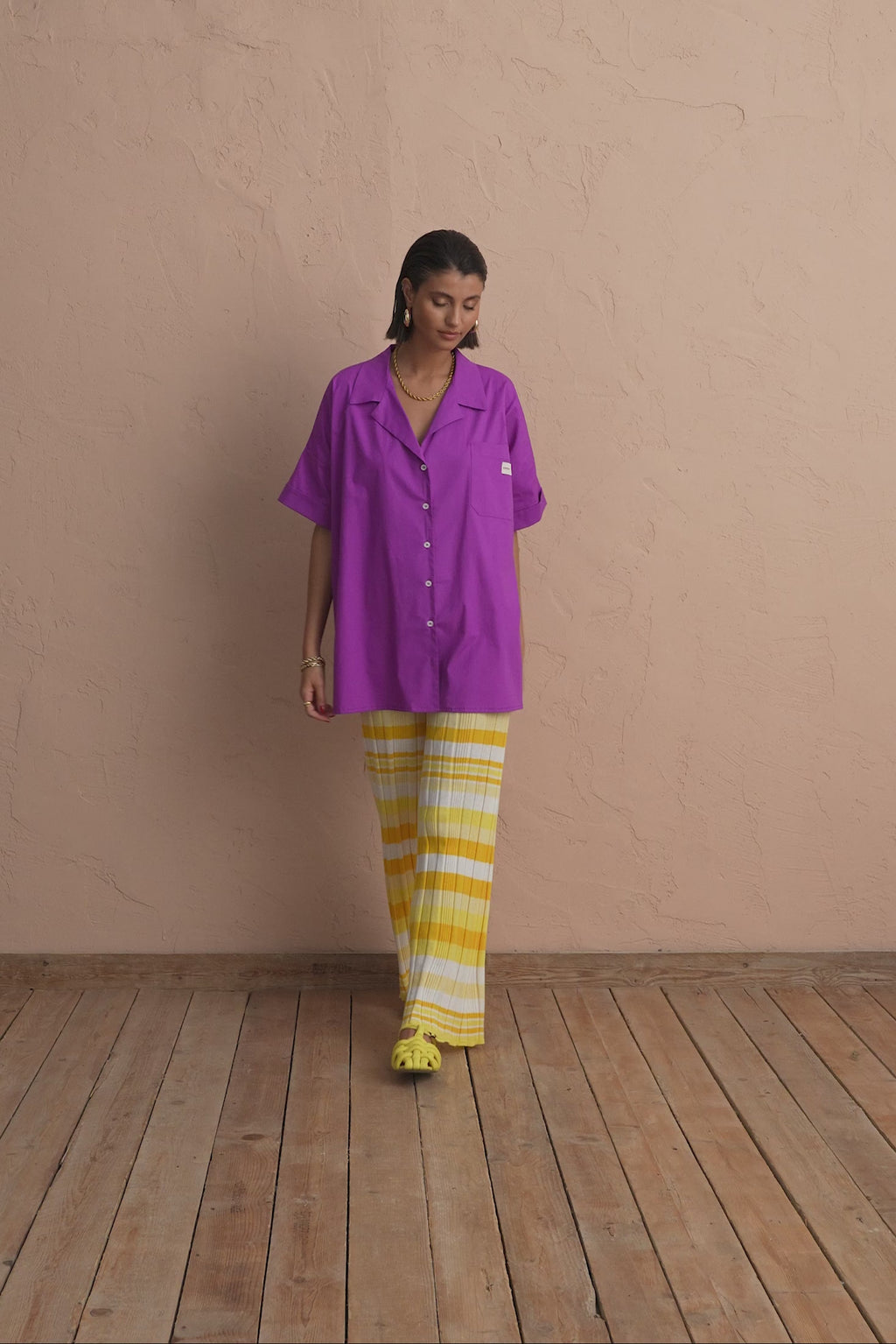 karavan clothing fashion spring summer 25 krvn melissa knitted trousers yellow stripes