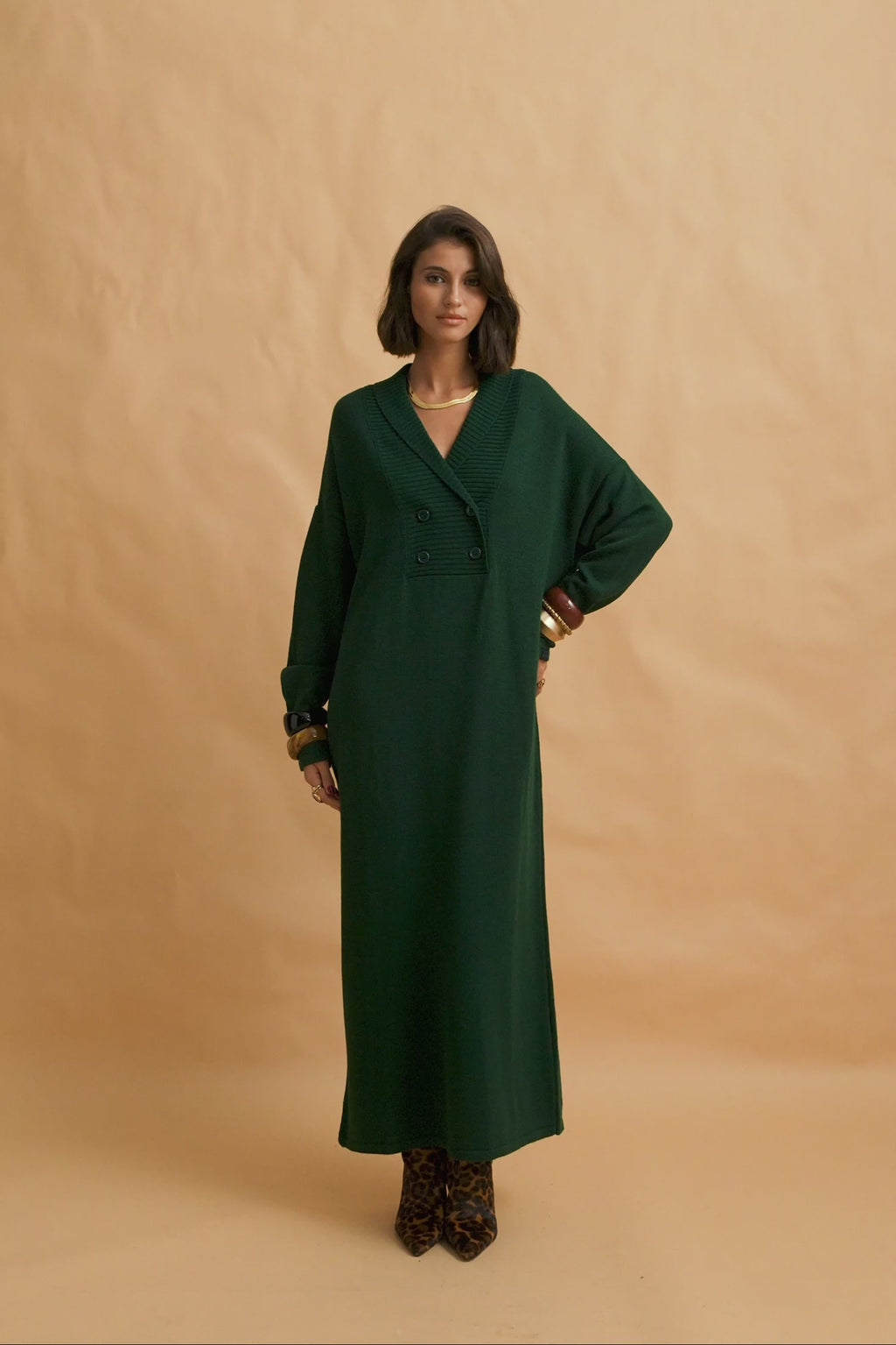 karavan clothing fashion fall winter 25 homecoming krvn collection naoko knitted dress green