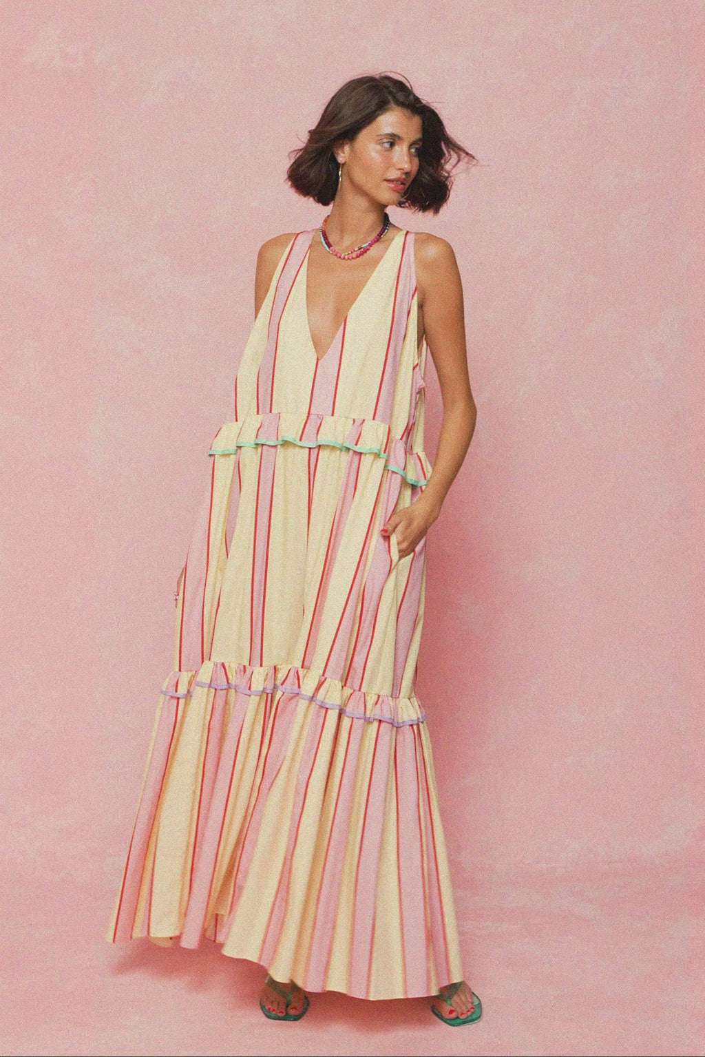 karavan clothing fashion spring summer 26 nai weekendwear collection zosia dress pink yellow stripes