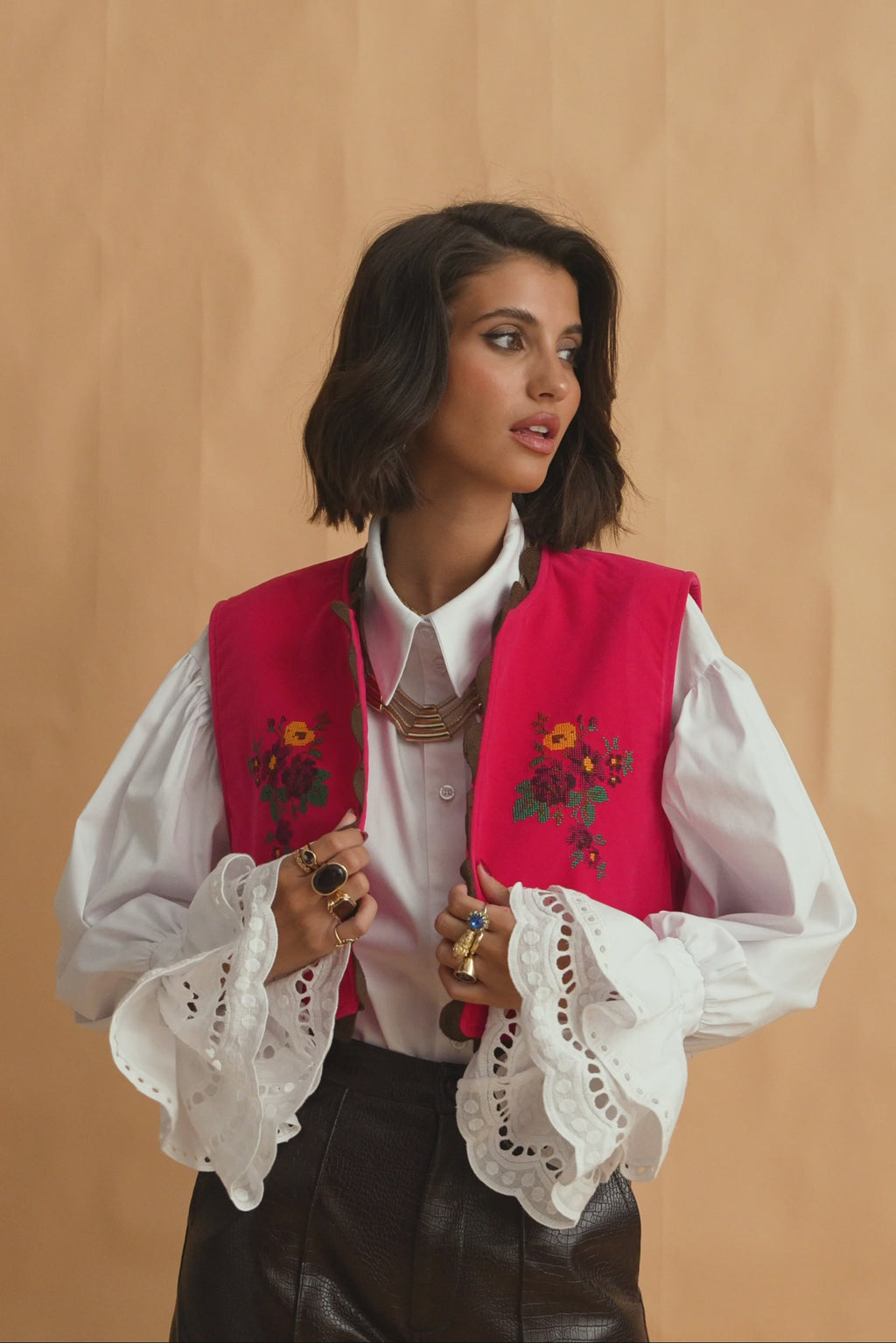 karavan clothing fashion fall winter 25 homecoming collection myrto vest pink