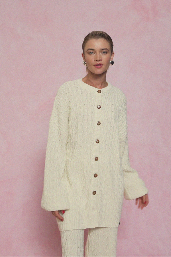 karavan fall winter 26' collection manuela knitted cardigan ivory
