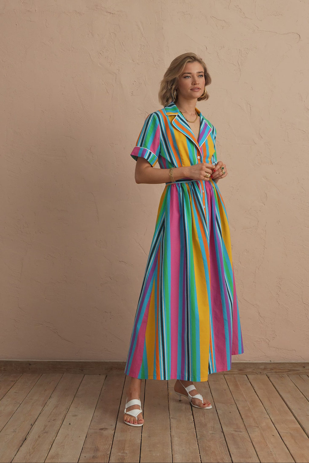 karavan clothing fashion spring summer 25 antonia shirtdress multicolor stripes
