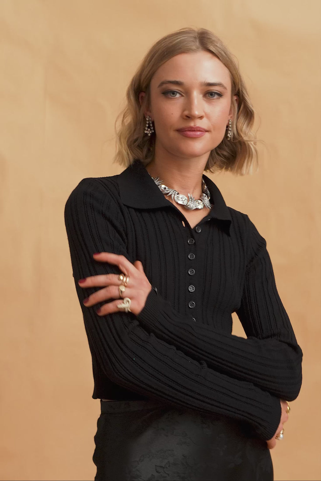 karavan clothing fashion fall winter 25 homecoming krvn collection quincy knitted top black