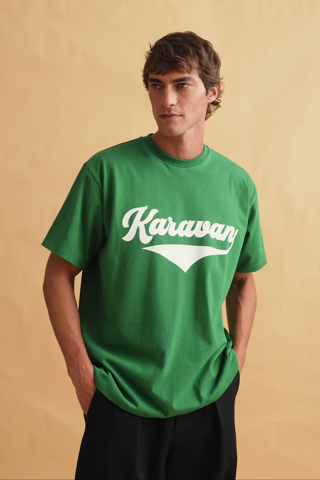 karavan clothing fashion fall winter 25 homecoming men collection nolan tee green