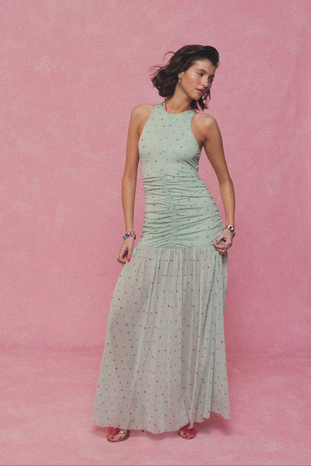 karavan clothing fashion spring summer 26 nai collection kathrin dress polka aqua