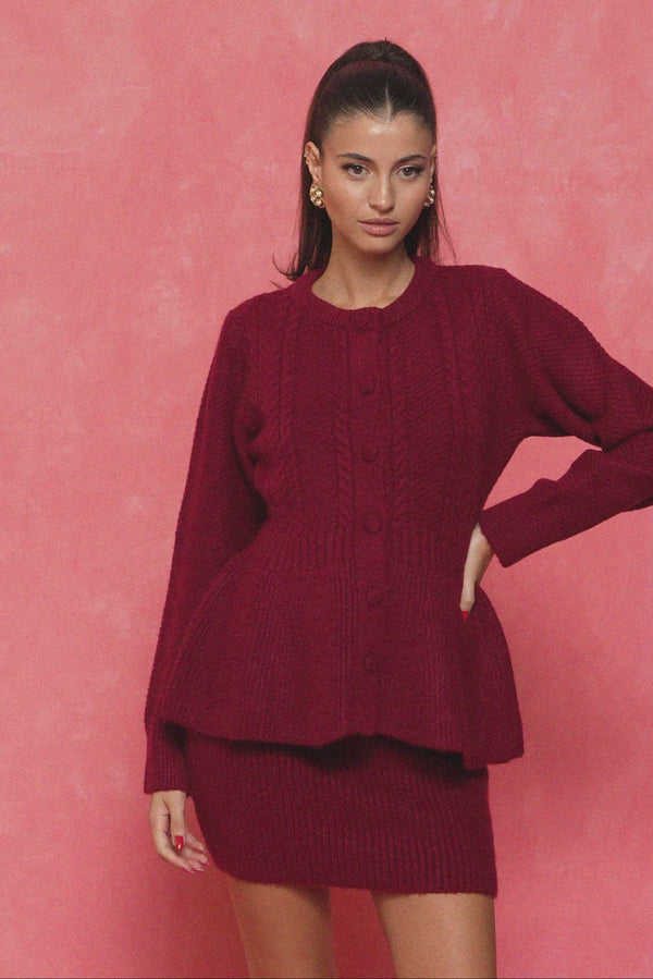 karavan fall winter 26' collection lucita knitted cardigan burgundy