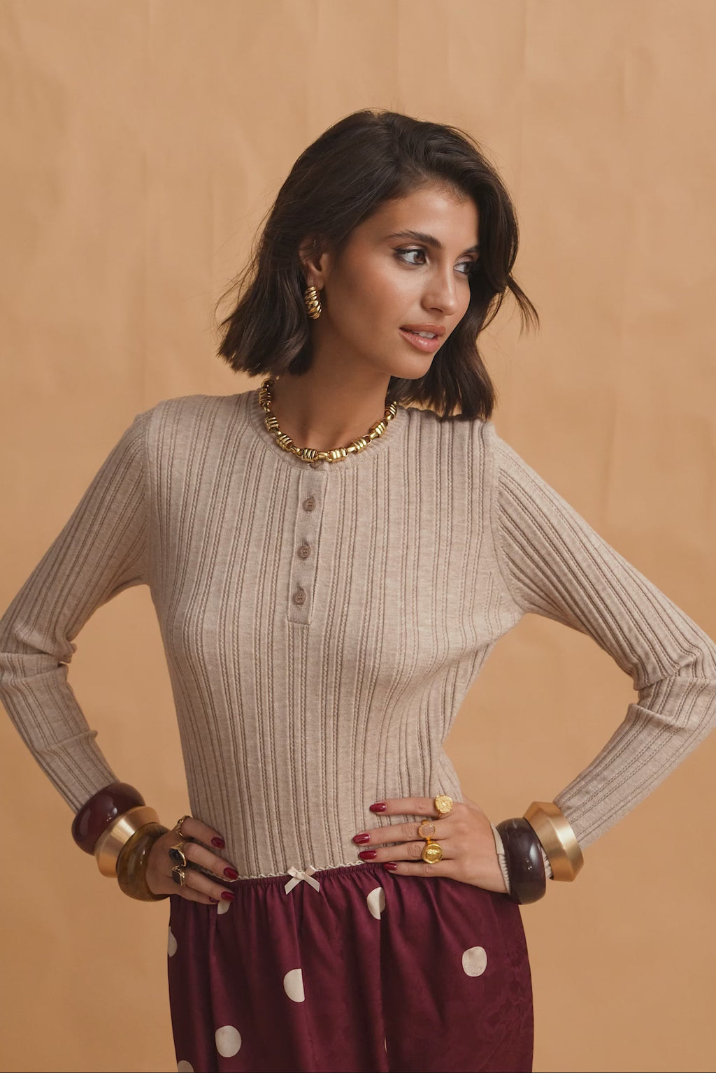 karavan clothing fashion fall winter 25 homecoming krvn collection rory knitted top beige