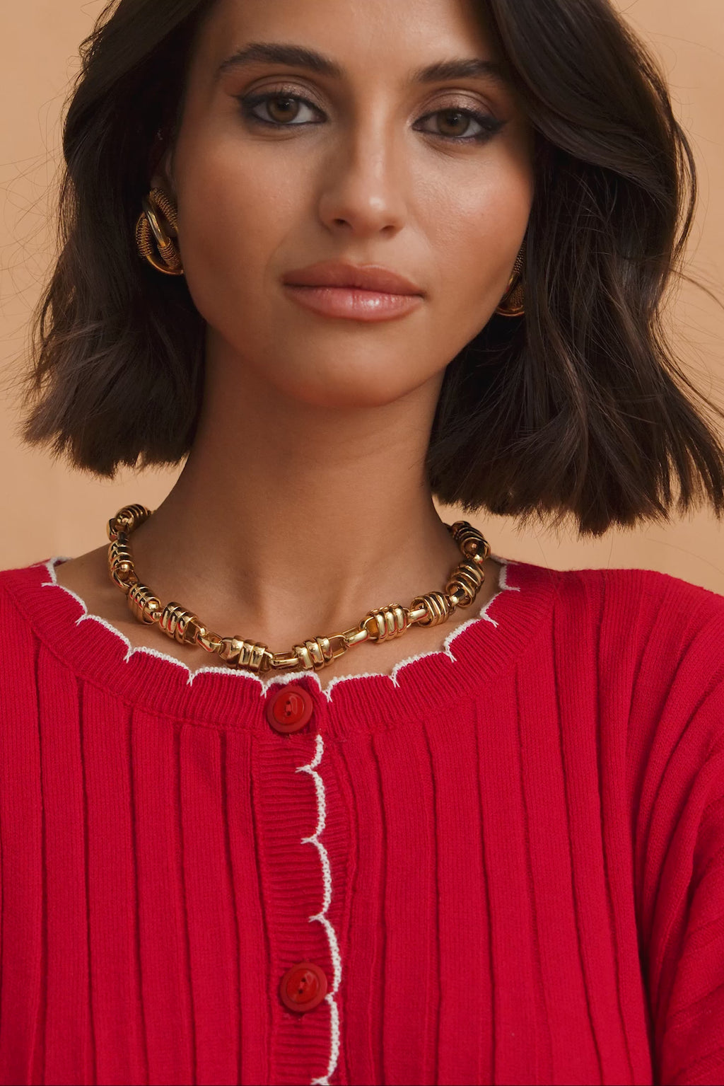 karavan clothing fashion fall winter 25 homecoming krvn collection cherith knitted shirt red