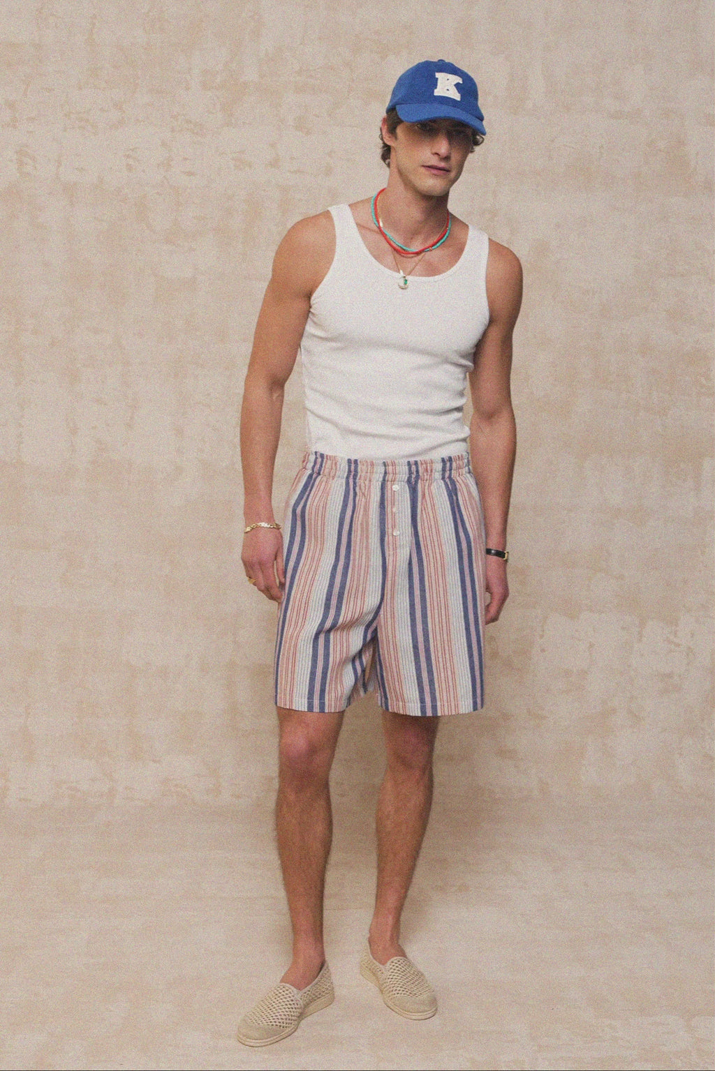 karavan clothing fashion spring summer 26 men nai collection rupert shorts blue white stripes