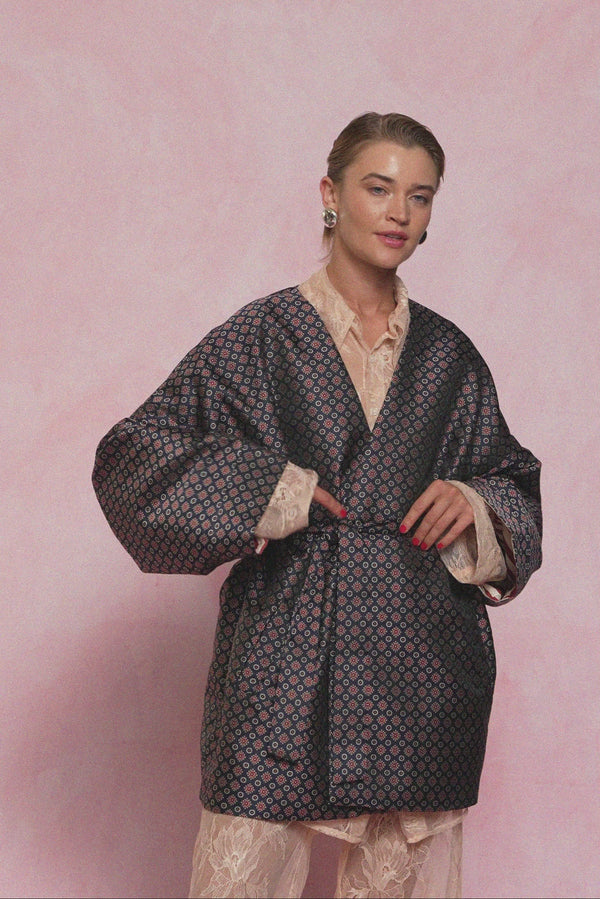 karavan loungewear planet fall winter 26' collection amal kimono blue