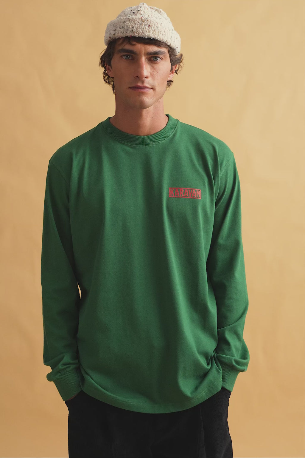 karavan clothing fashion fall winter 25 homecoming men collection orbelin longsleeve green logos