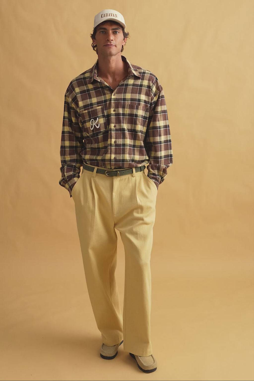 karavan clothing fashion fall winter 25 homecoming men collection enrique shirt brown butter checked