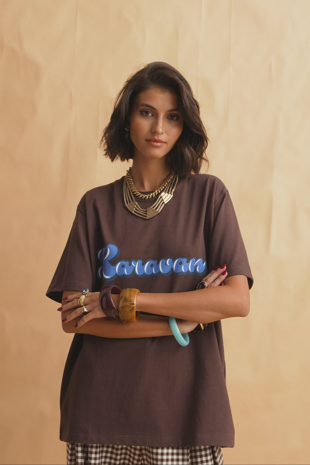 karavan clothing fashion fall winter 25 homecoming collection blake tee brown logo
