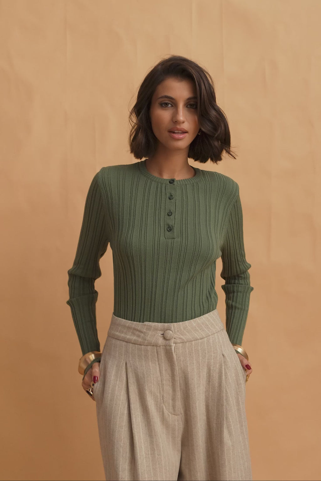 karavan clothing fashion fall winter 25 homecoming krvn collection rory knitted top khaki