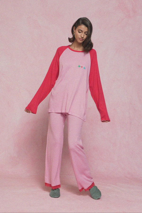 karavan loungewear planet fall winter 26' collection fleria pants pink